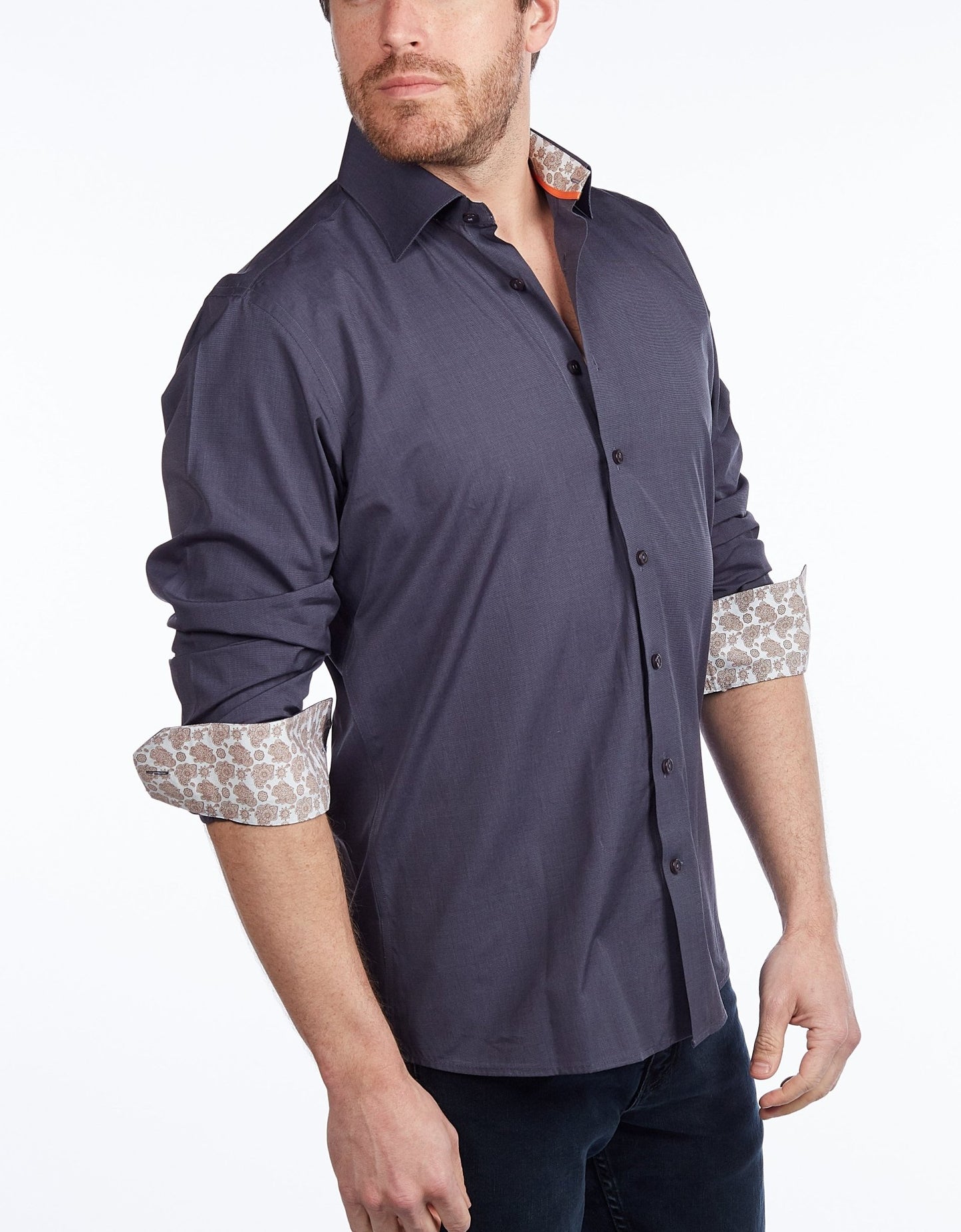 Contrast Collar Button - Up Shirt // - Contemporary Fit - contrast trimming - final sale - silverfoxgoods