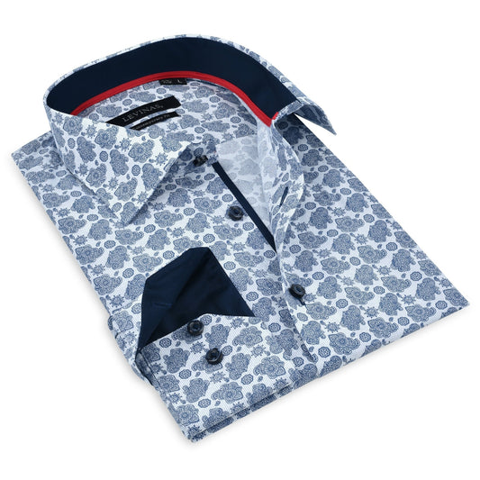 Contrast Collar Button - Up Shirt // Navy - Contemporary Fit - Contrast trimming - final sale - silverfoxgoods