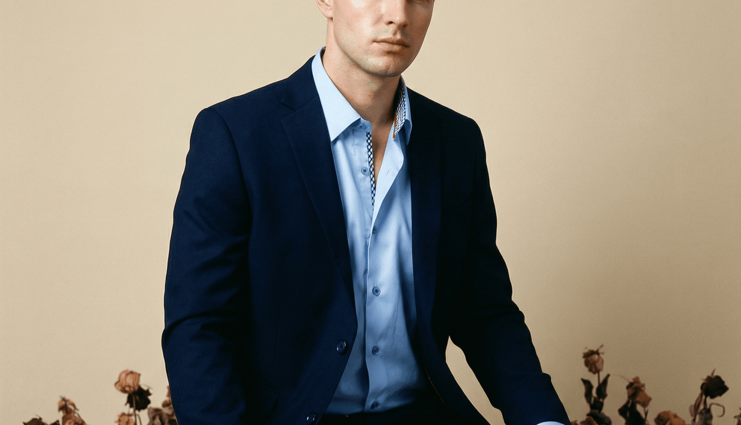 Daniel Button - Up Shirt With Contrast Details // Blue // Contemporary Fit (Regular) - silverfoxgoods