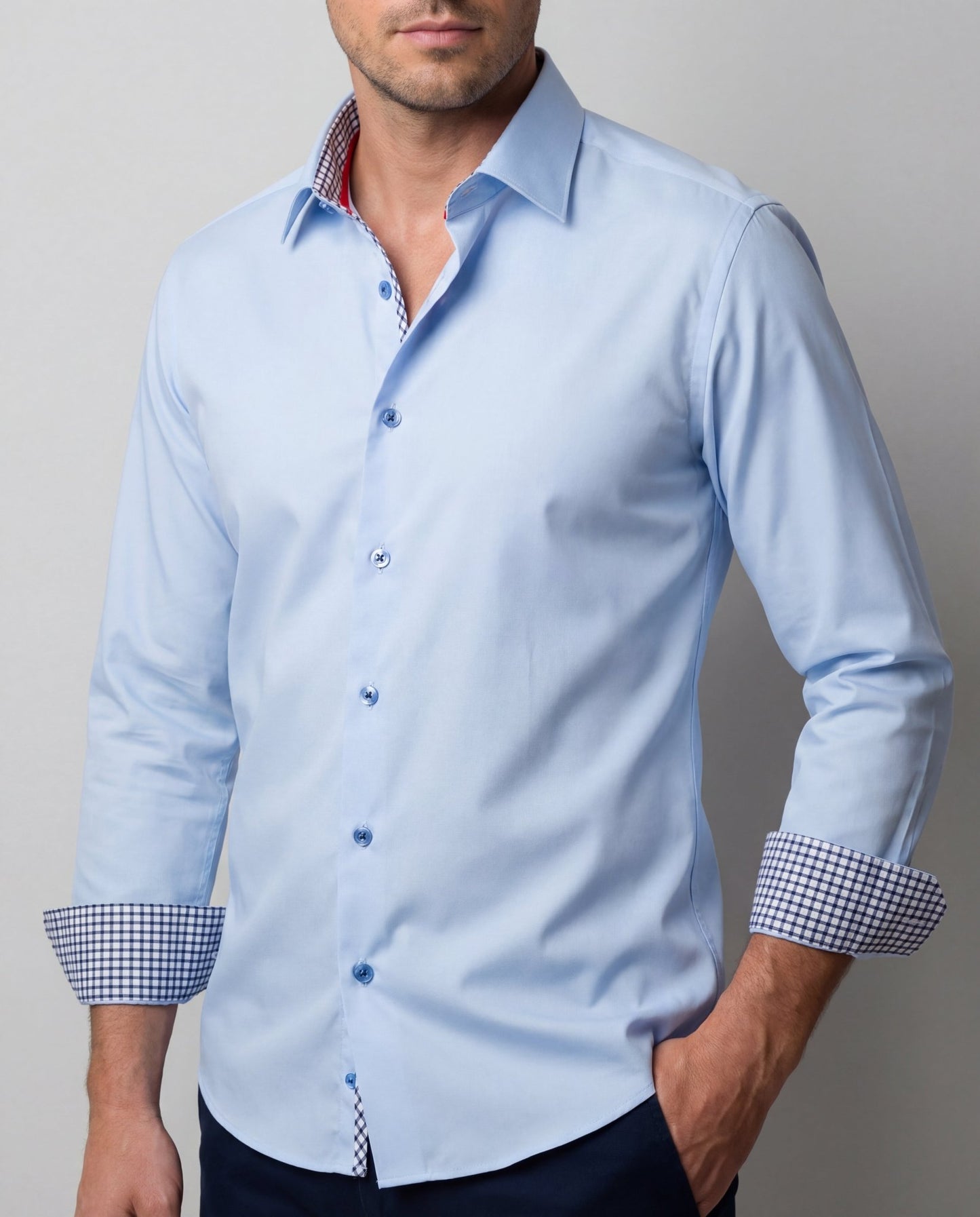 Daniel Button - Up Shirt With Contrast Details // Blue // Contemporary Fit (Regular) - silverfoxgoods