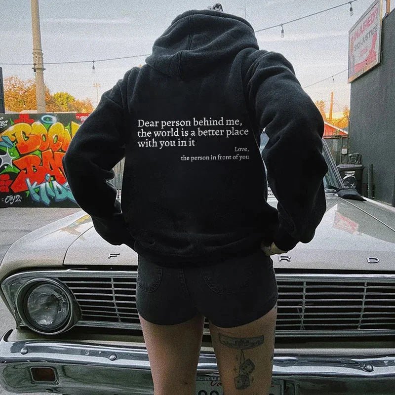 Dear Person Behind Me Hoodie - Spread Love & Positivity - silverfoxgoods