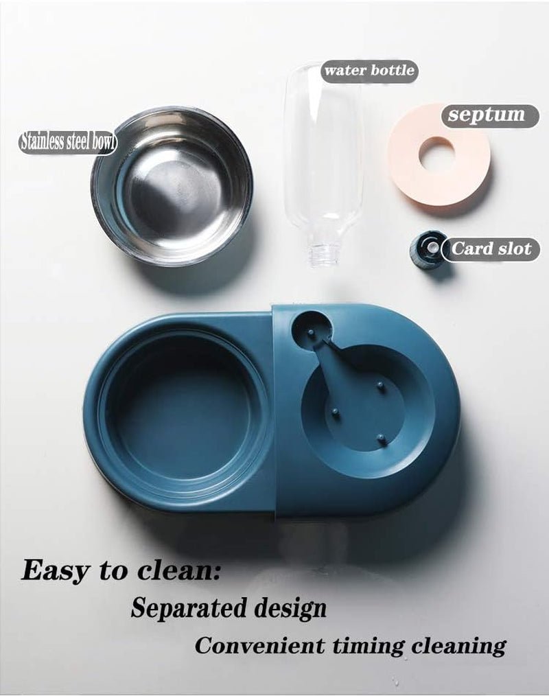 Dog Cat Food Bowls，Double Dog Bowls for Small Dogs，Automatic Drinking Water,Detachable and Stable Separation Design，Suitable for Cats/Small Dogs(White) - silverfoxgoods