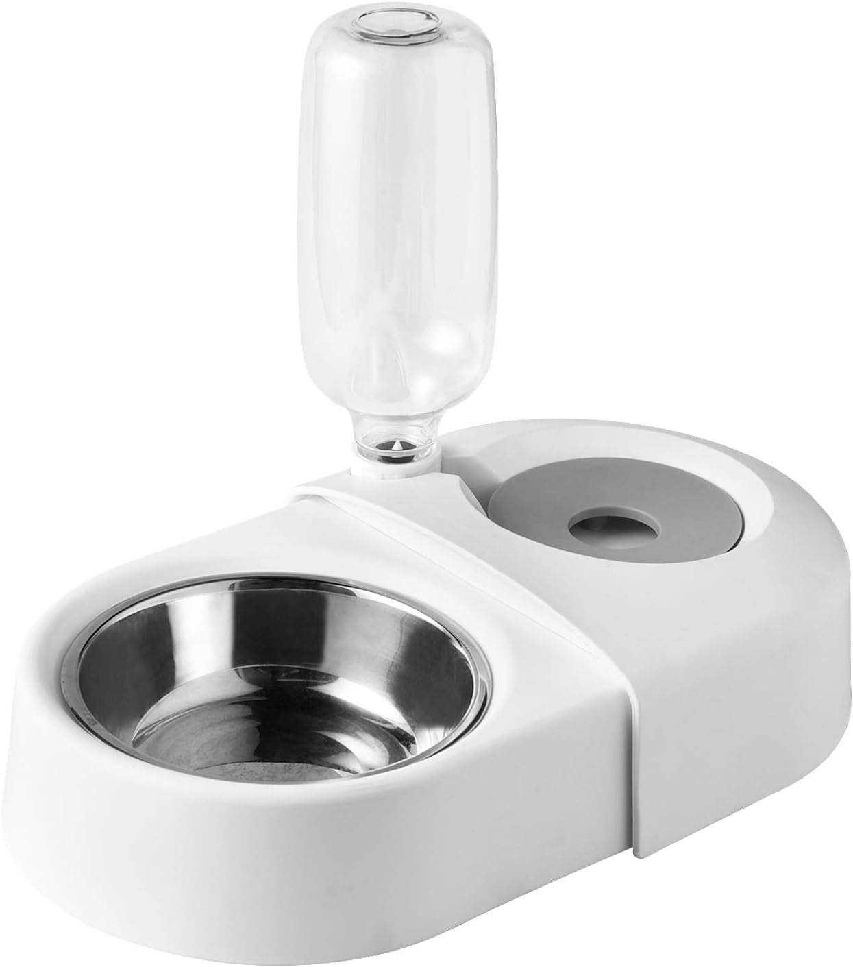 Dog Cat Food Bowls，Double Dog Bowls for Small Dogs，Automatic Drinking Water,Detachable and Stable Separation Design，Suitable for Cats/Small Dogs(White) - silverfoxgoods