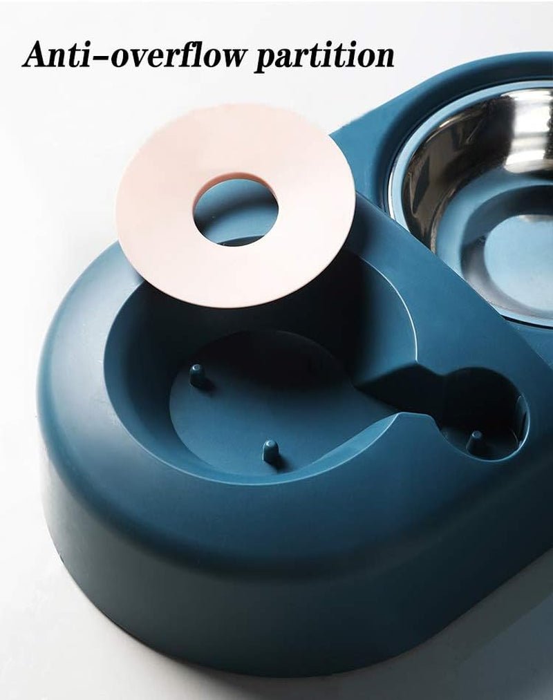 Dog Cat Food Bowls，Double Dog Bowls for Small Dogs，Automatic Drinking Water,Detachable and Stable Separation Design，Suitable for Cats/Small Dogs(White) - silverfoxgoods