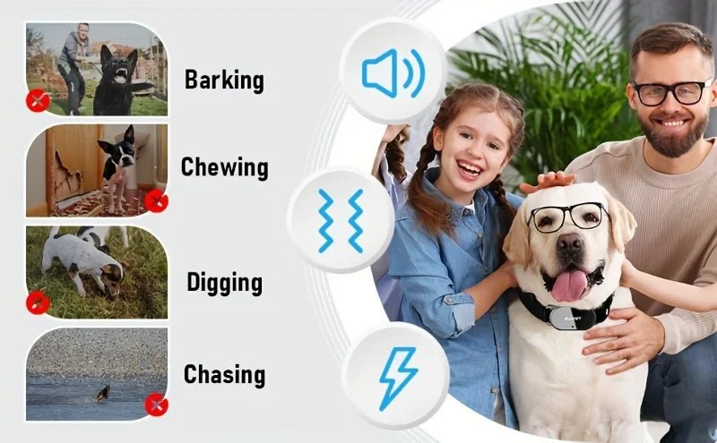 Dog Shock Collar with Remote, Dog Training Electric Collar, Waterproof Rechargeable,Dog Shock Collar with LED Light, Beep, Vibra - silverfoxgoods