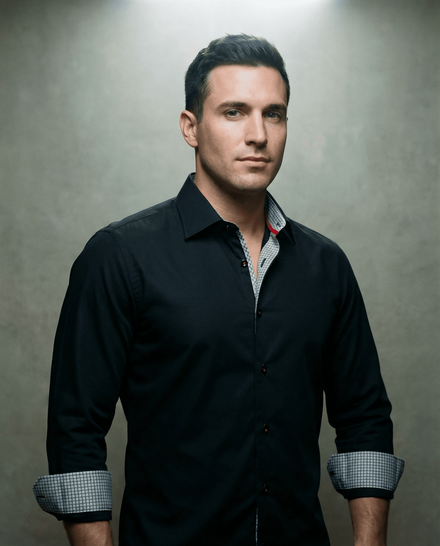 Donny// Cotton Knit - Stretch Button - Up Shirt With Contrast Details // Black // Tailored Fit (Fitted) - silverfoxgoods