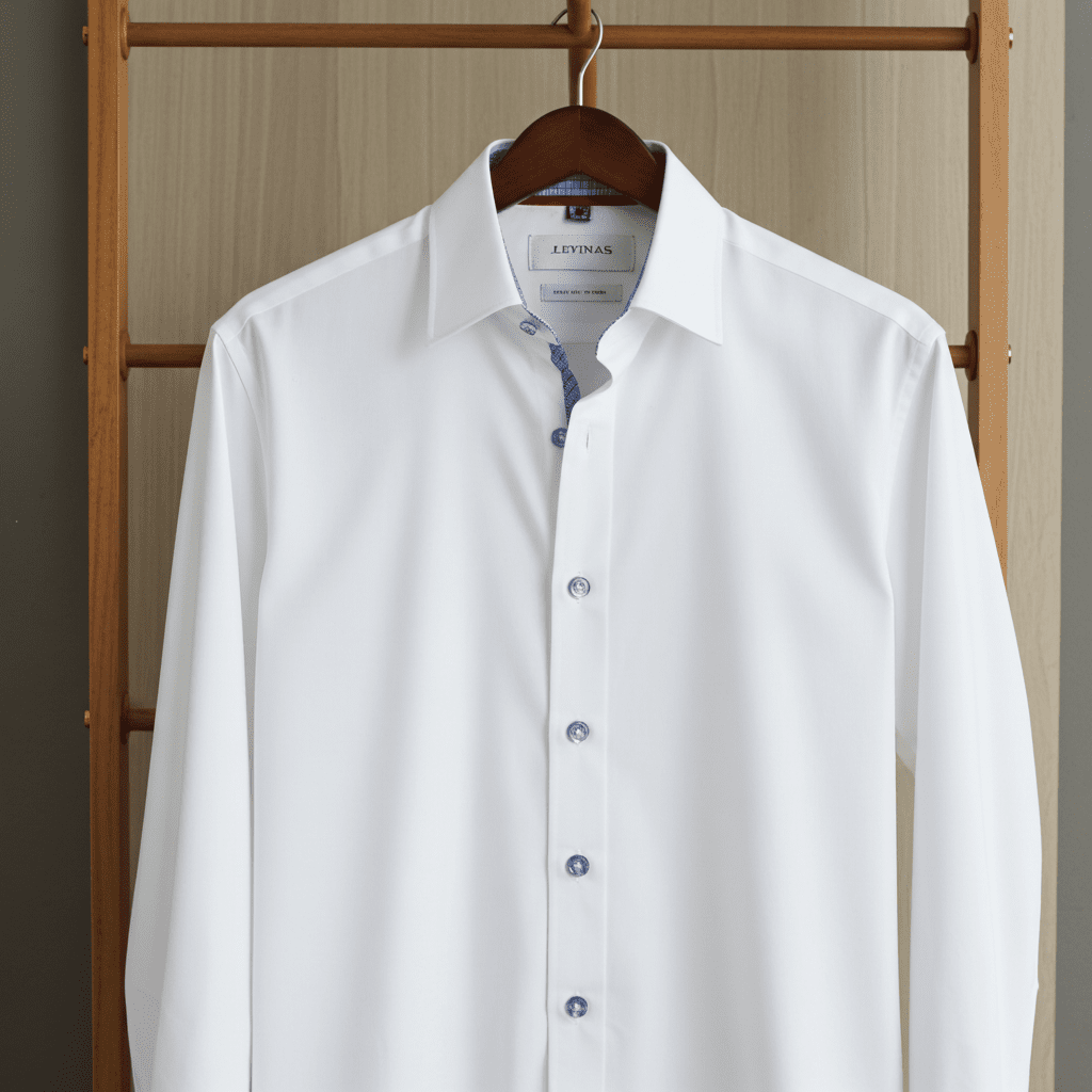 Edward// // Cotton Knit - Stretch Button - Up Shirt With Contrast Details // White // Tailored Fit (Fitted) - silverfoxgoods