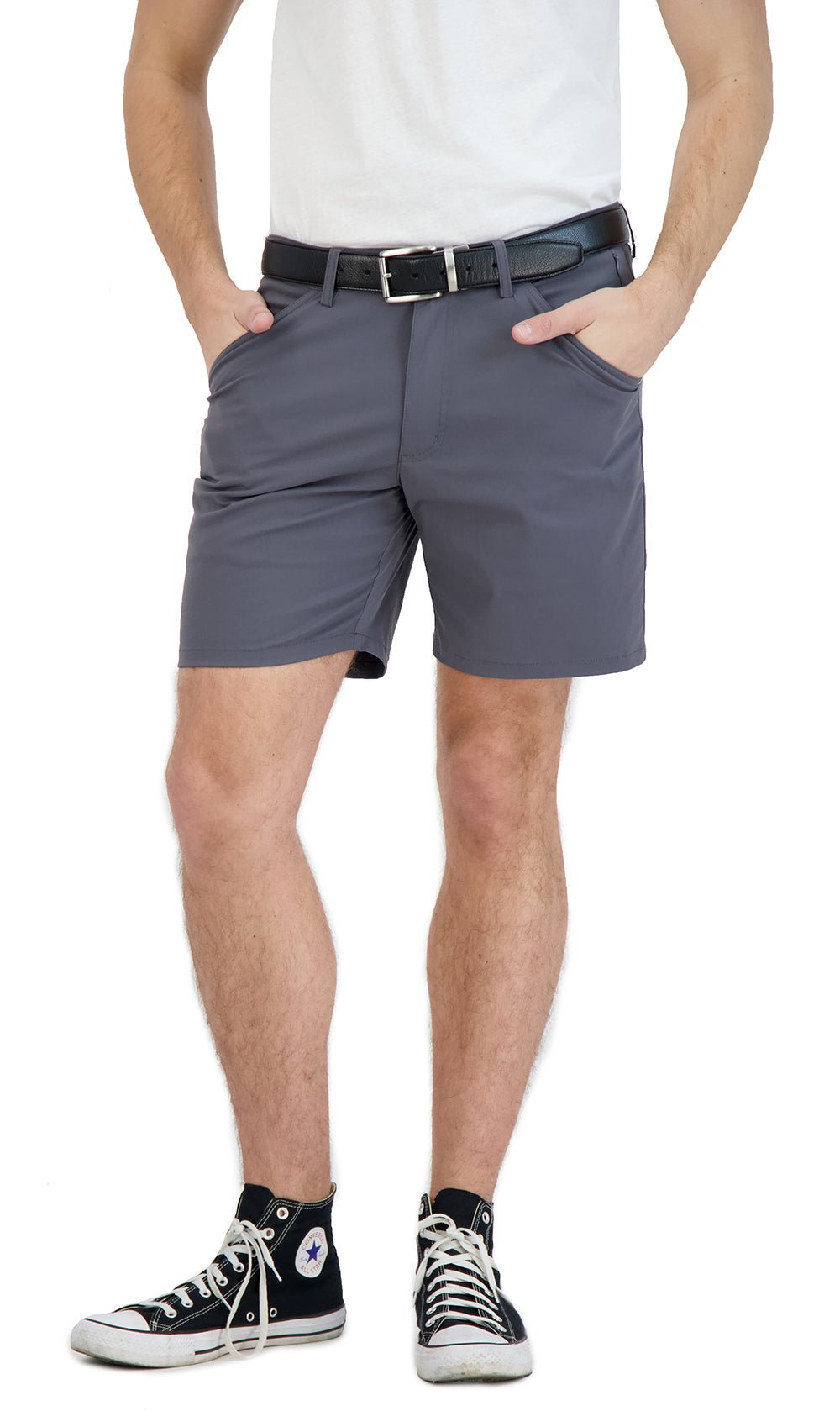 Everyday Stretch Shorts with a Comfortable Built - In Liner - Business Casual Style - Grey - silverfoxgoods