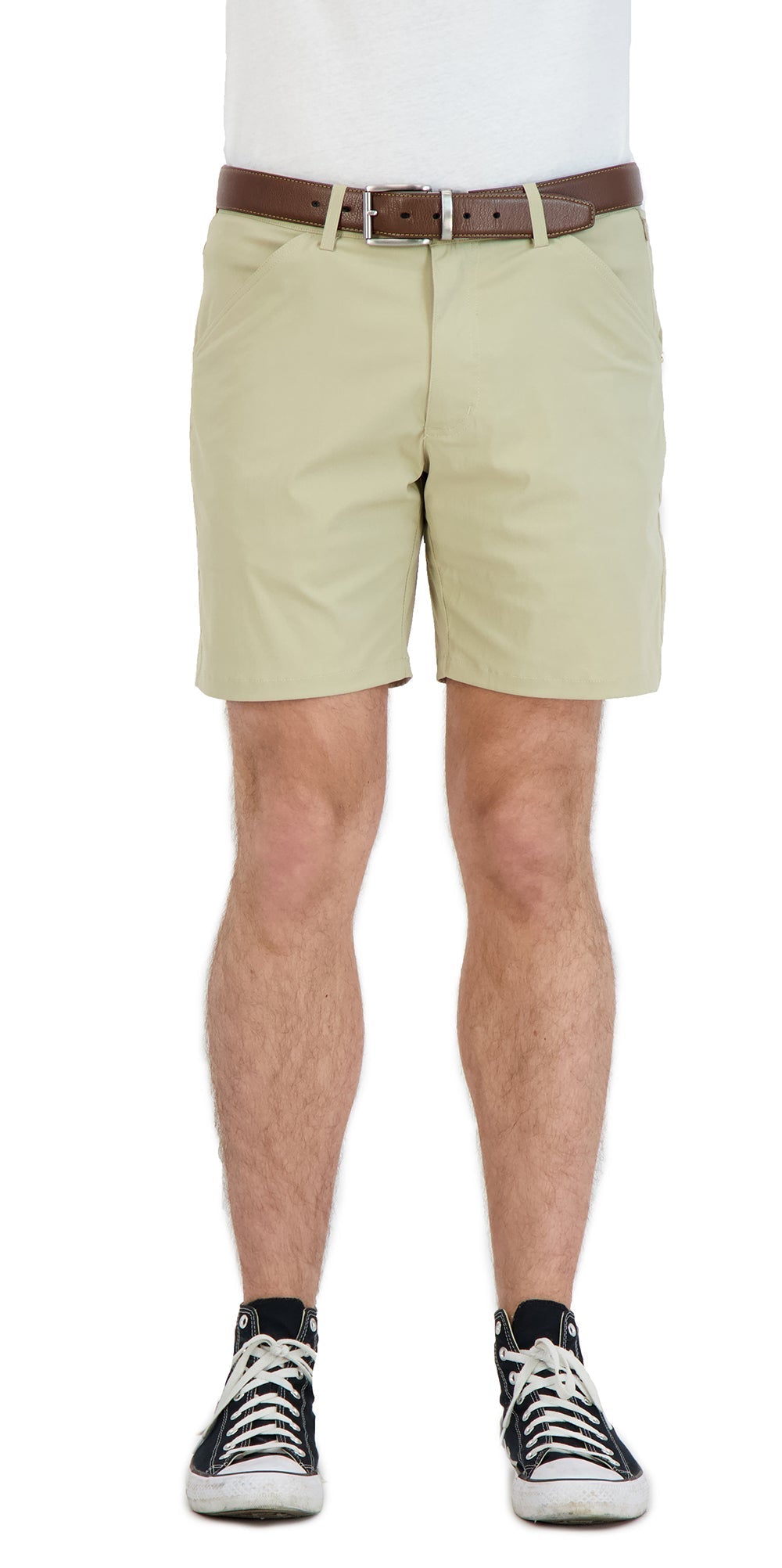 Everyday Stretch Shorts with a Comfortable Built - In Liner - Business Casual Style - Khaki - silverfoxgoods