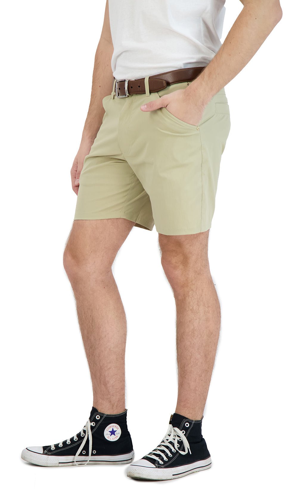 Everyday Stretch Shorts with a Comfortable Built - In Liner - Business Casual Style - Khaki - silverfoxgoods