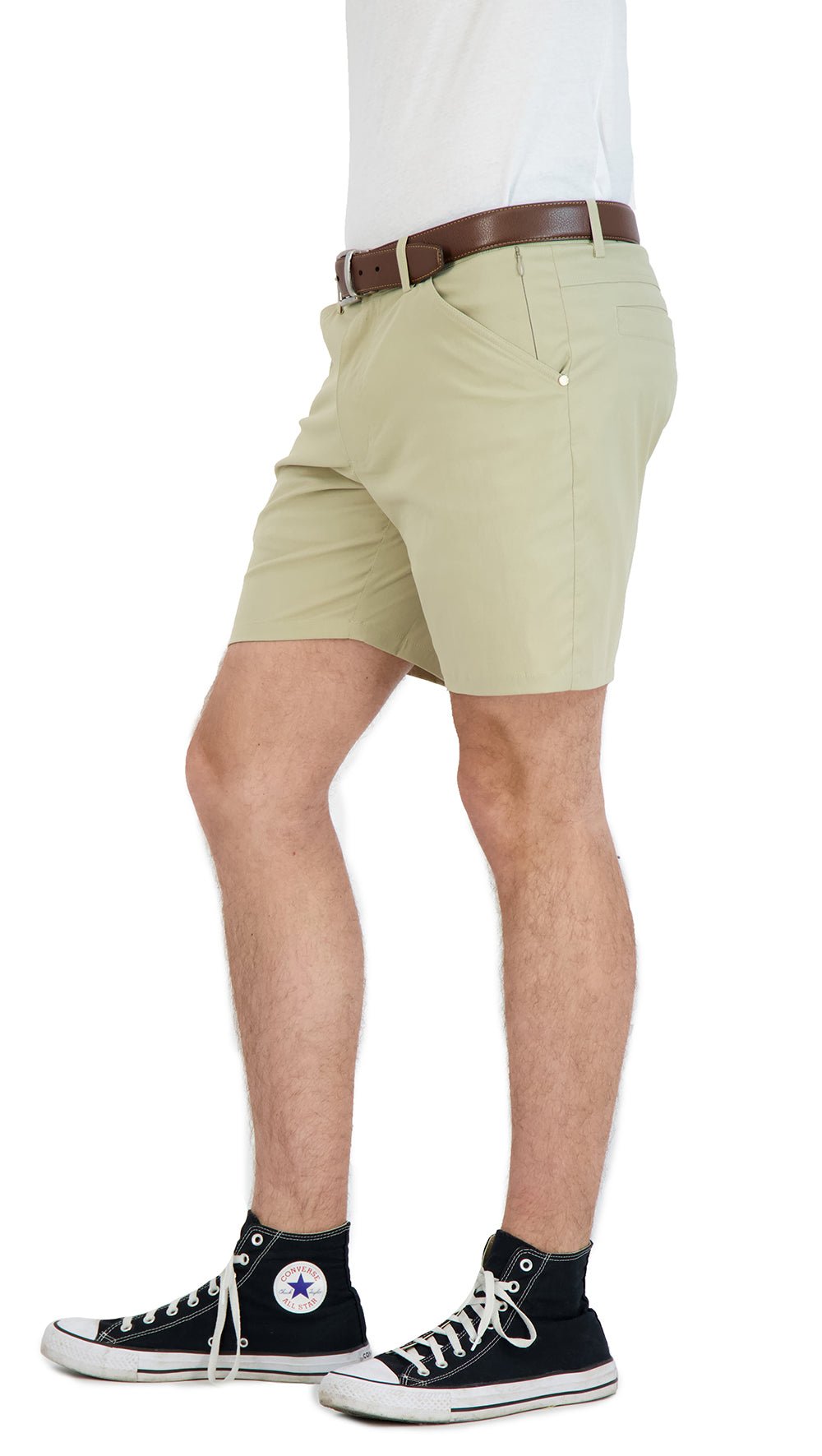 Everyday Stretch Shorts with a Comfortable Built - In Liner - Business Casual Style - Khaki - silverfoxgoods