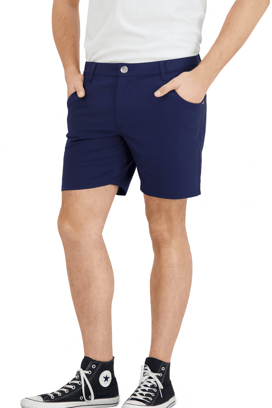 Everyday Stretch Shorts with a Comfortable Built - In Liner - Business Casual Style - Navy - silverfoxgoods