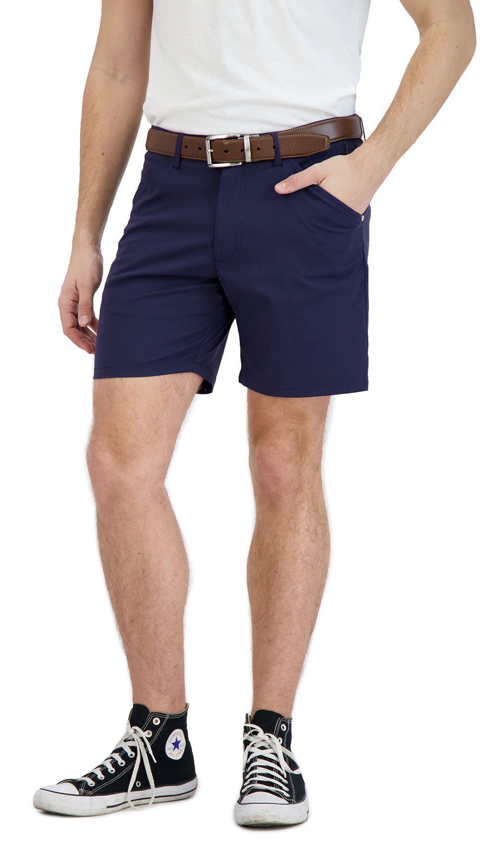 Everyday Stretch Shorts with a Comfortable Built - In Liner - Business Casual Style - Navy - silverfoxgoods