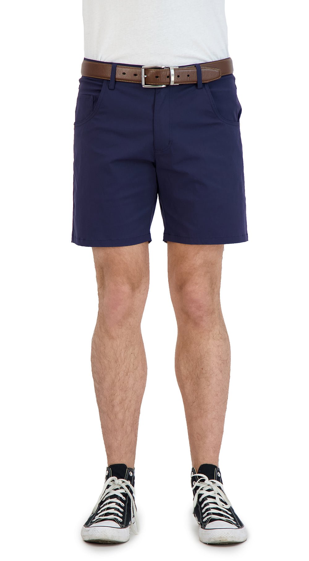 Everyday Stretch Shorts with a Comfortable Built - In Liner - Denim Style - Navy - silverfoxgoods