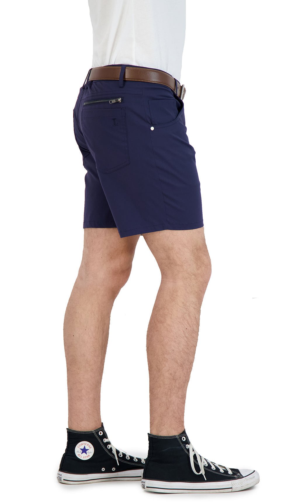 Everyday Stretch Shorts with a Comfortable Built - In Liner - Denim Style - Navy - silverfoxgoods