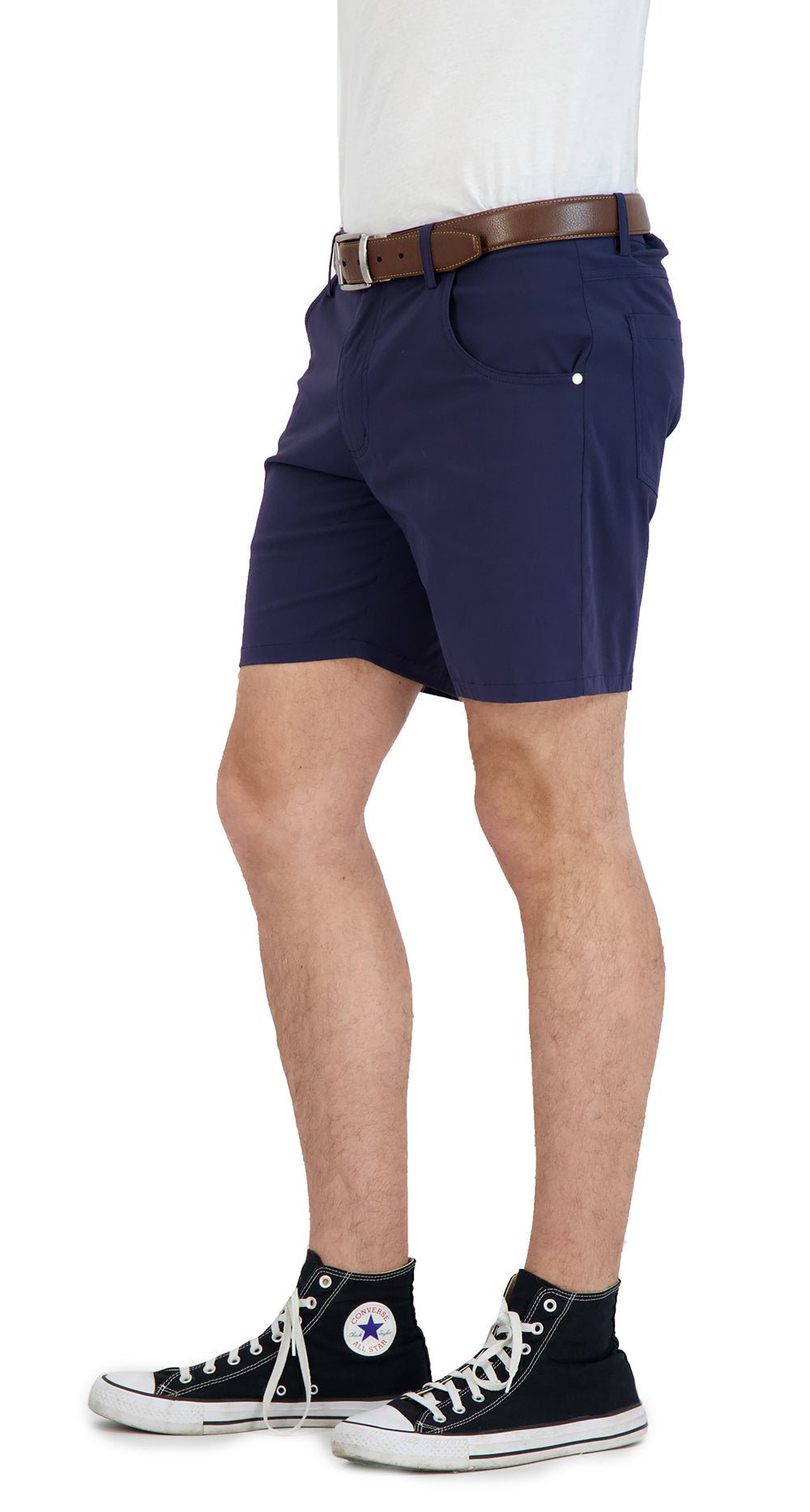 Everyday Stretch Shorts with a Comfortable Built - In Liner - Denim Style - Navy - silverfoxgoods