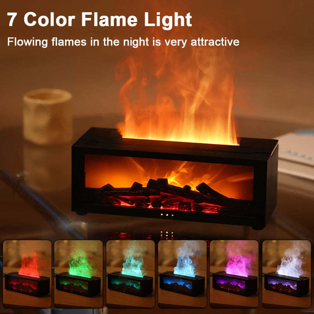 Flame Aromatherapy Machine Essential Oil Diffuser Humidifier 3D Flame Fireplace Machine - silverfoxgoods