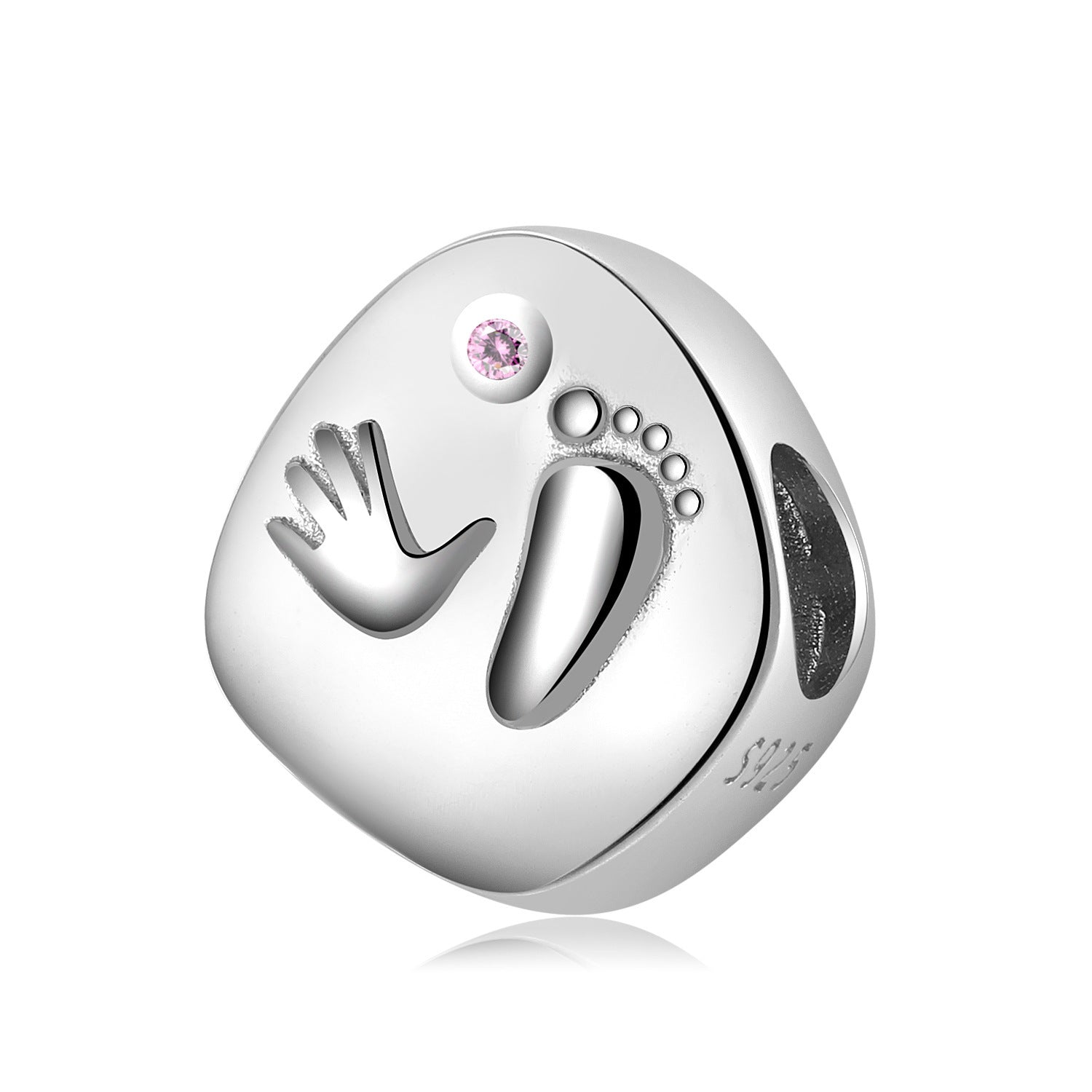 Footprint Beads Simple Maternal Love 925 Silver Oxide Bracelet DIY Accessories Pendant - silverfoxgoods