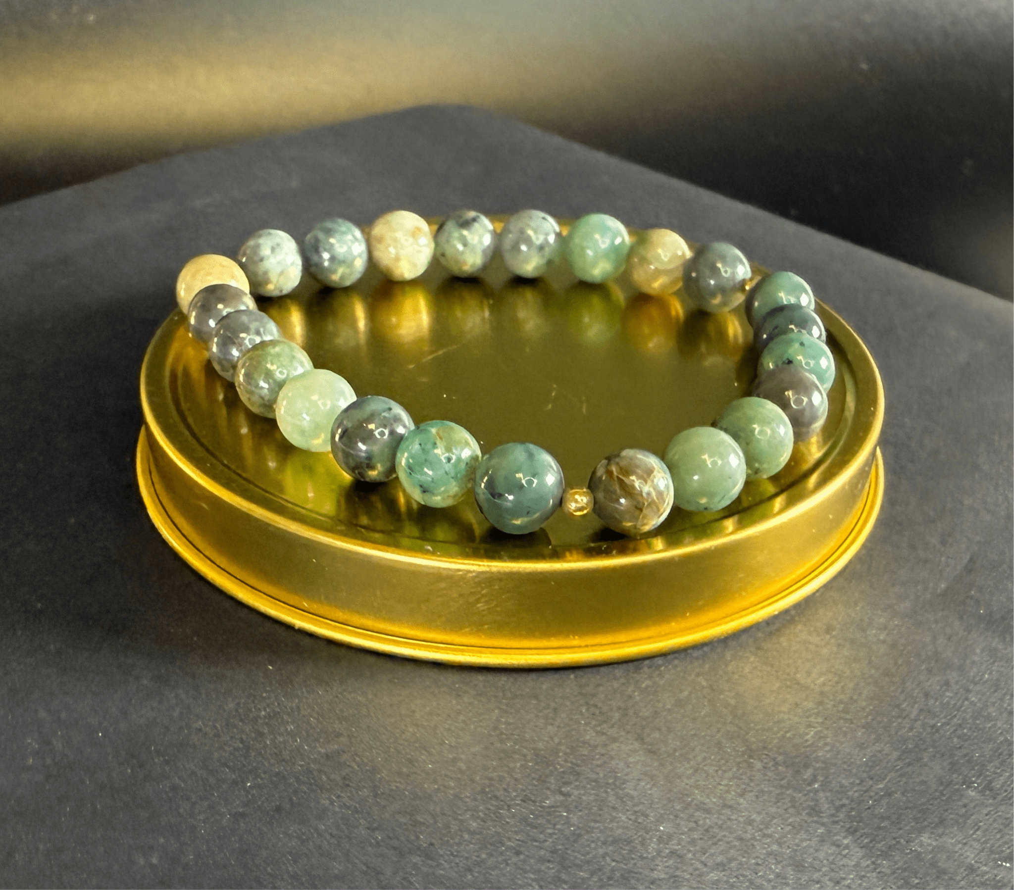 Genuine Chrysocolla Stone Crystal Bracelet with 14k Gold Filled Spacers 7 - 11 - silverfoxgoods