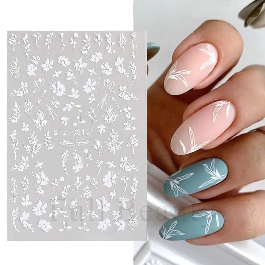 Golden Pumpkin Maple Leaf Pattern Nail Decals Fall Autumn Leaves & Geometric & Letter Stickers - silverfoxgoods