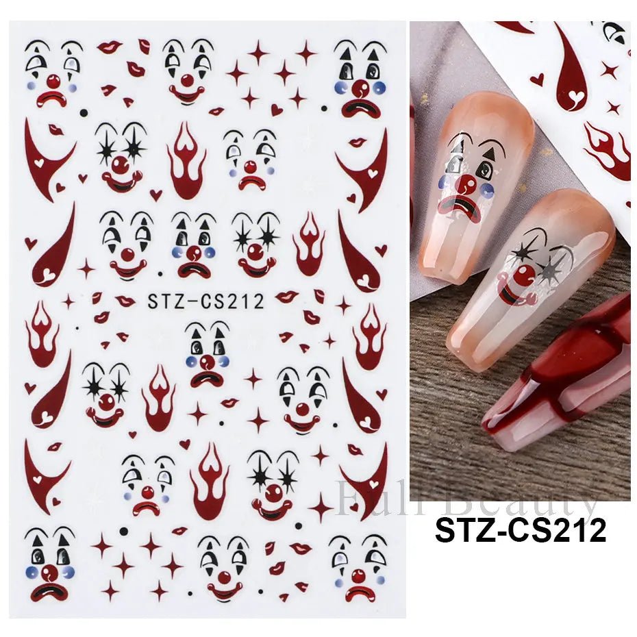 Golden Pumpkin Maple Leaf Pattern Nail Decals Fall Autumn Leaves & Geometric & Letter Stickers - silverfoxgoods