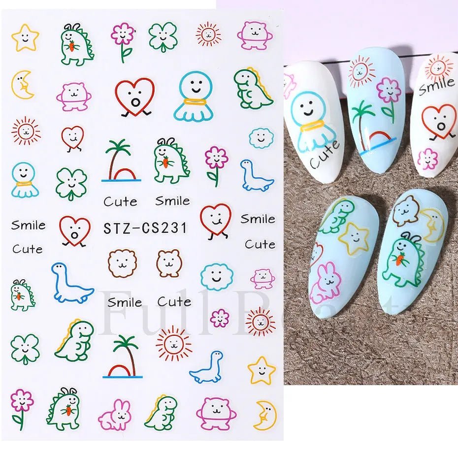 Golden Pumpkin Maple Leaf Pattern Nail Decals Fall Autumn Leaves & Geometric & Letter Stickers - silverfoxgoods