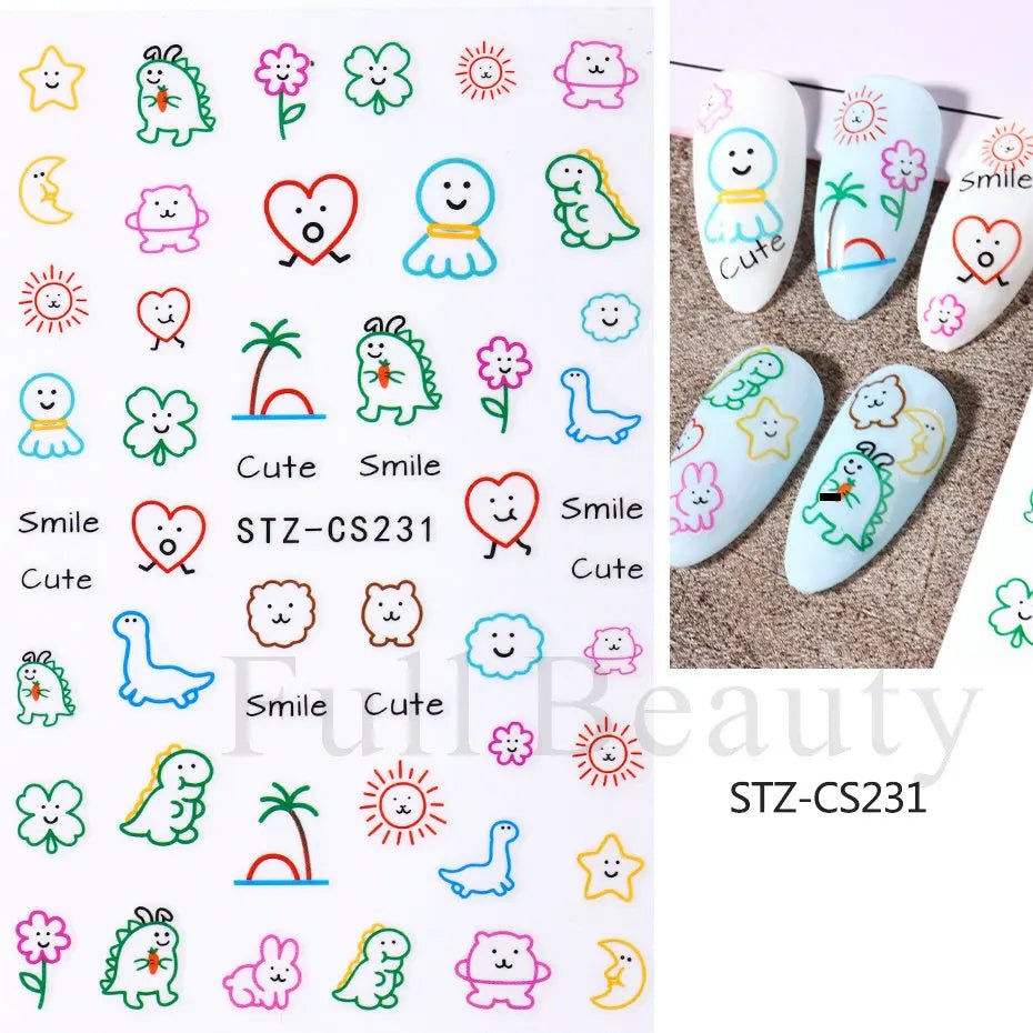 Golden Pumpkin Maple Leaf Pattern Nail Decals Fall Autumn Leaves & Geometric & Letter Stickers - silverfoxgoods