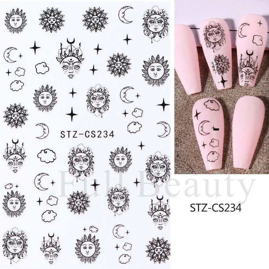 Golden Pumpkin Maple Leaf Pattern Nail Decals Fall Autumn Leaves & Geometric & Letter Stickers - silverfoxgoods