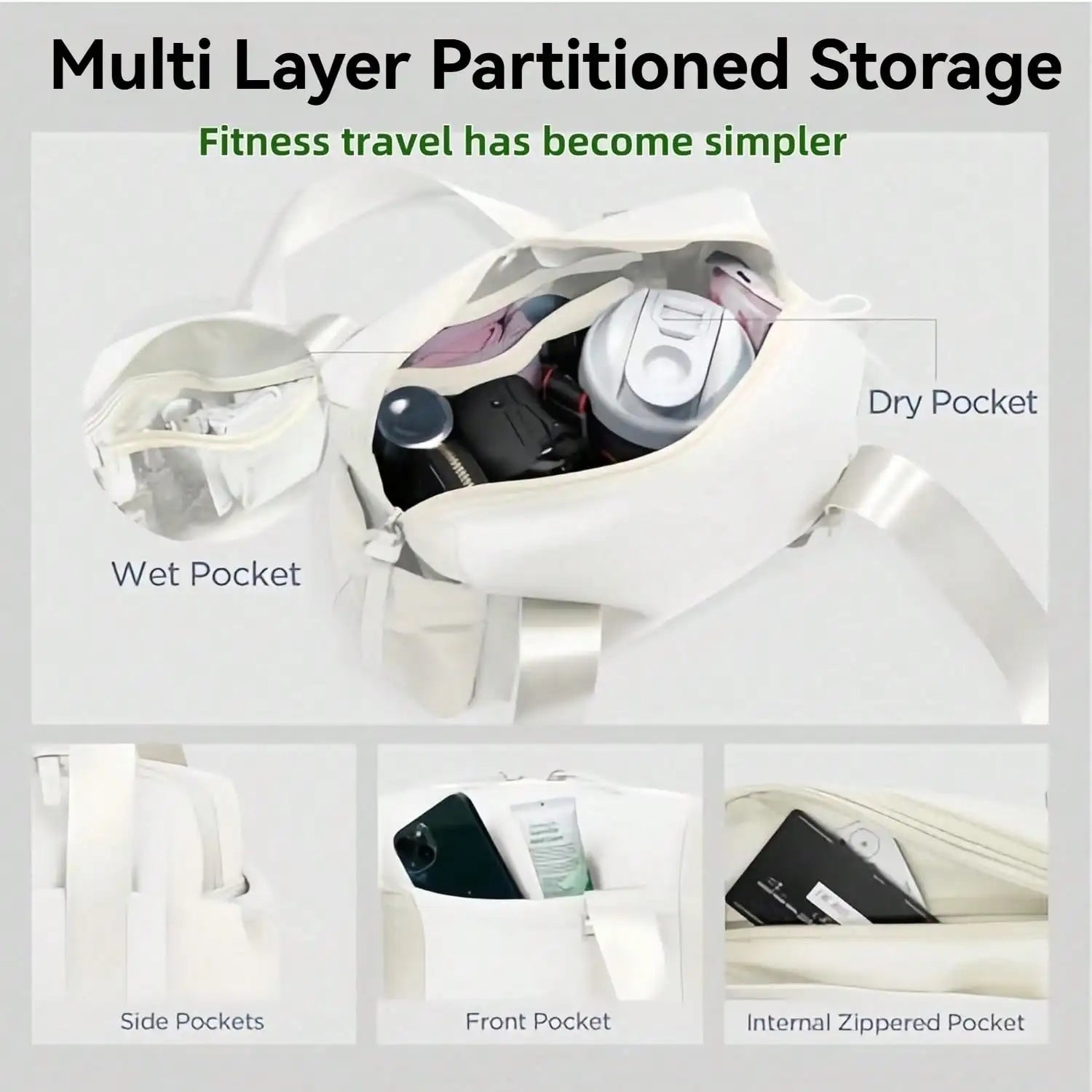 Cute Small Gym Tote Bag for Women with Wet Compartment - silverfoxgoods