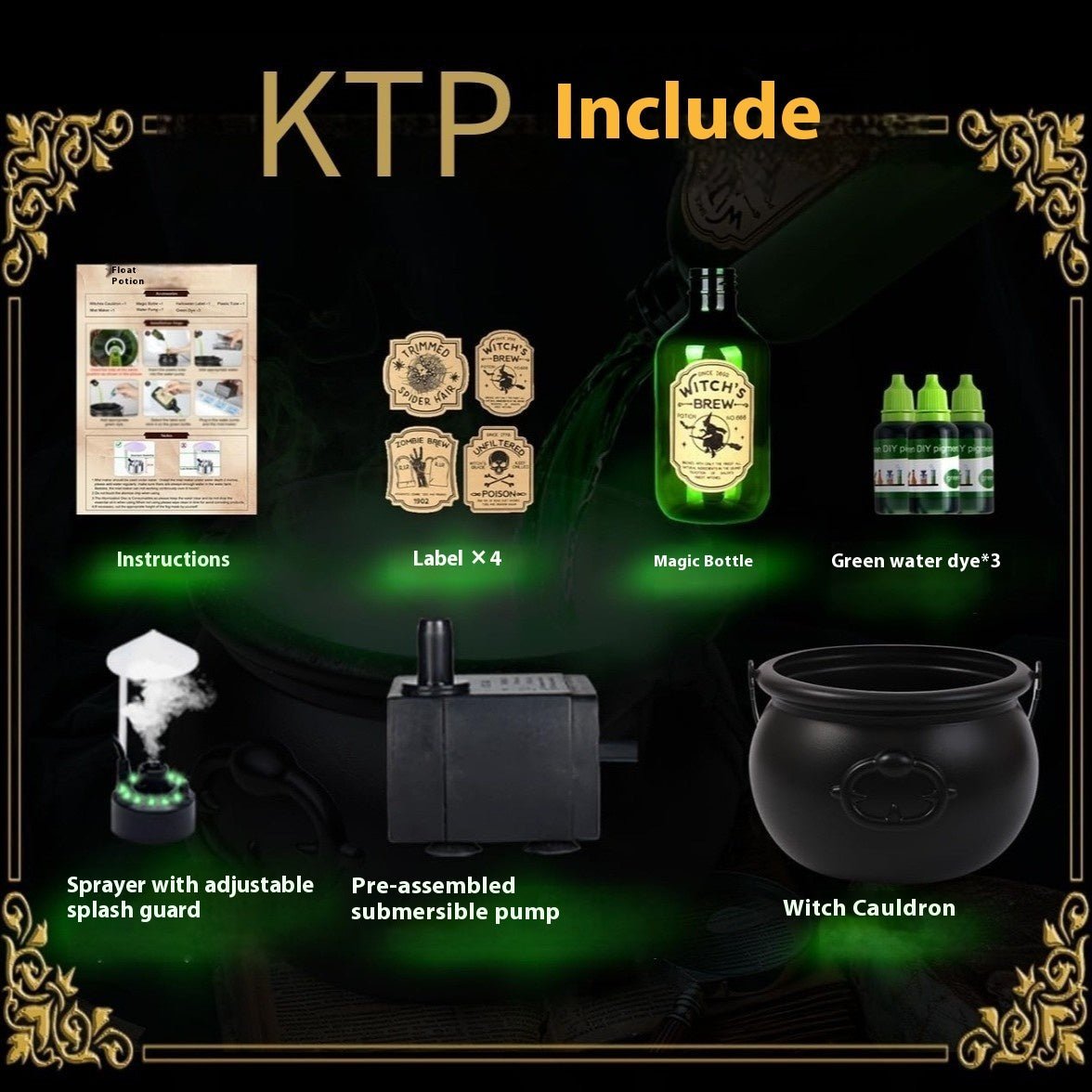 Halloween Black Wizard Bowl Magic Float Bottle And Diffuser Indoor Decoration - silverfoxgoods