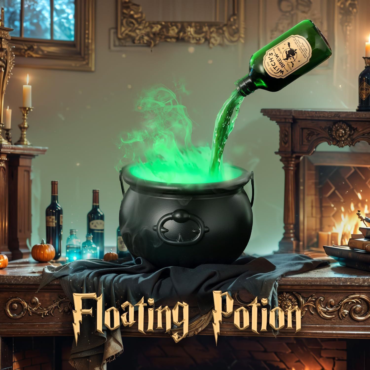 Halloween Black Wizard Bowl Magic Float Bottle And Diffuser Indoor Decoration - silverfoxgoods
