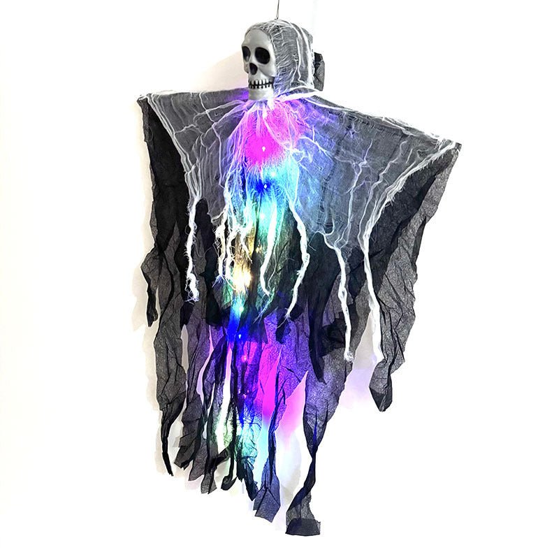 Halloween Decorations: Hanging Ghost Skull Skeleton Prop - silverfoxgoods
