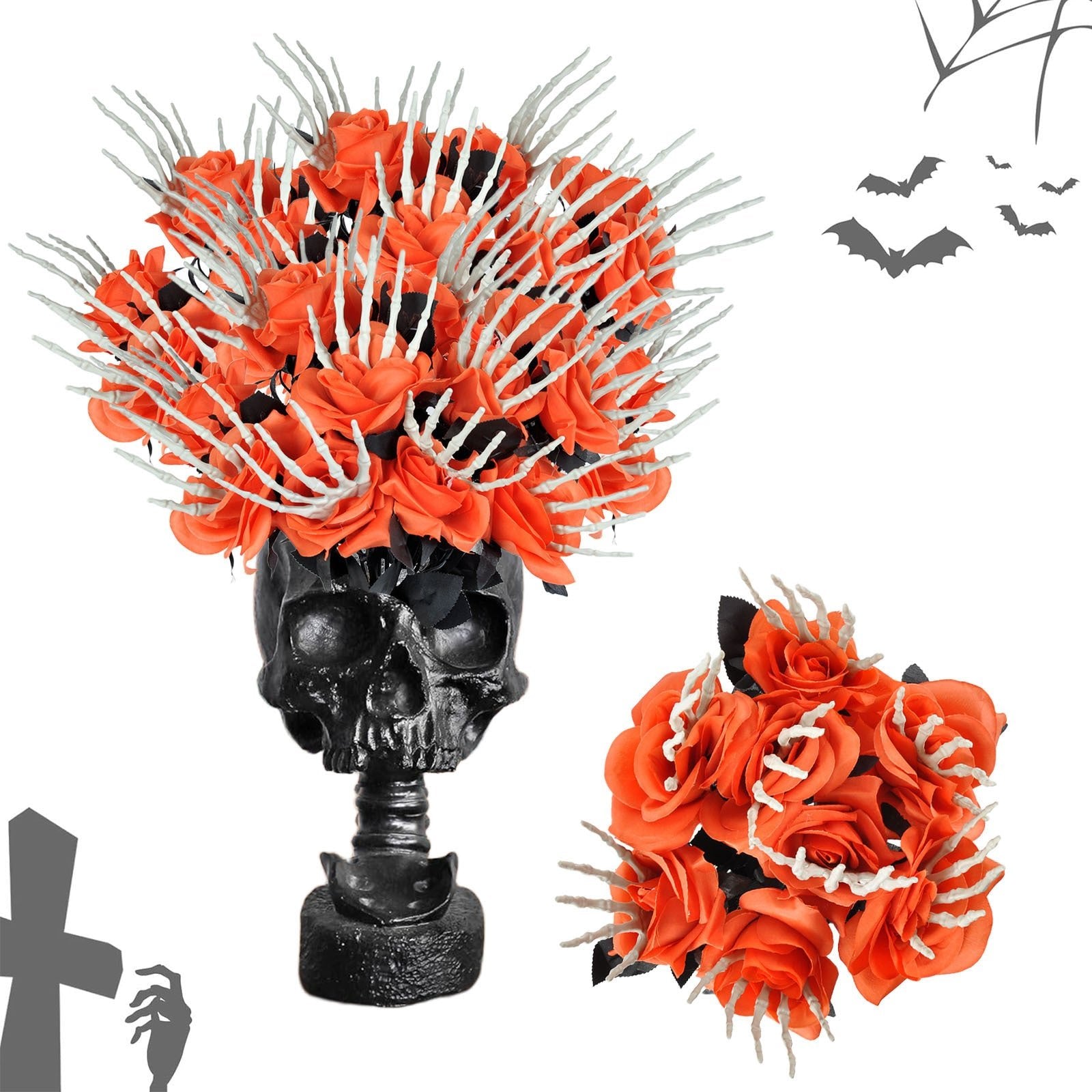 Halloween Skull Hand Rose Horror Decoration Ornaments - silverfoxgoods