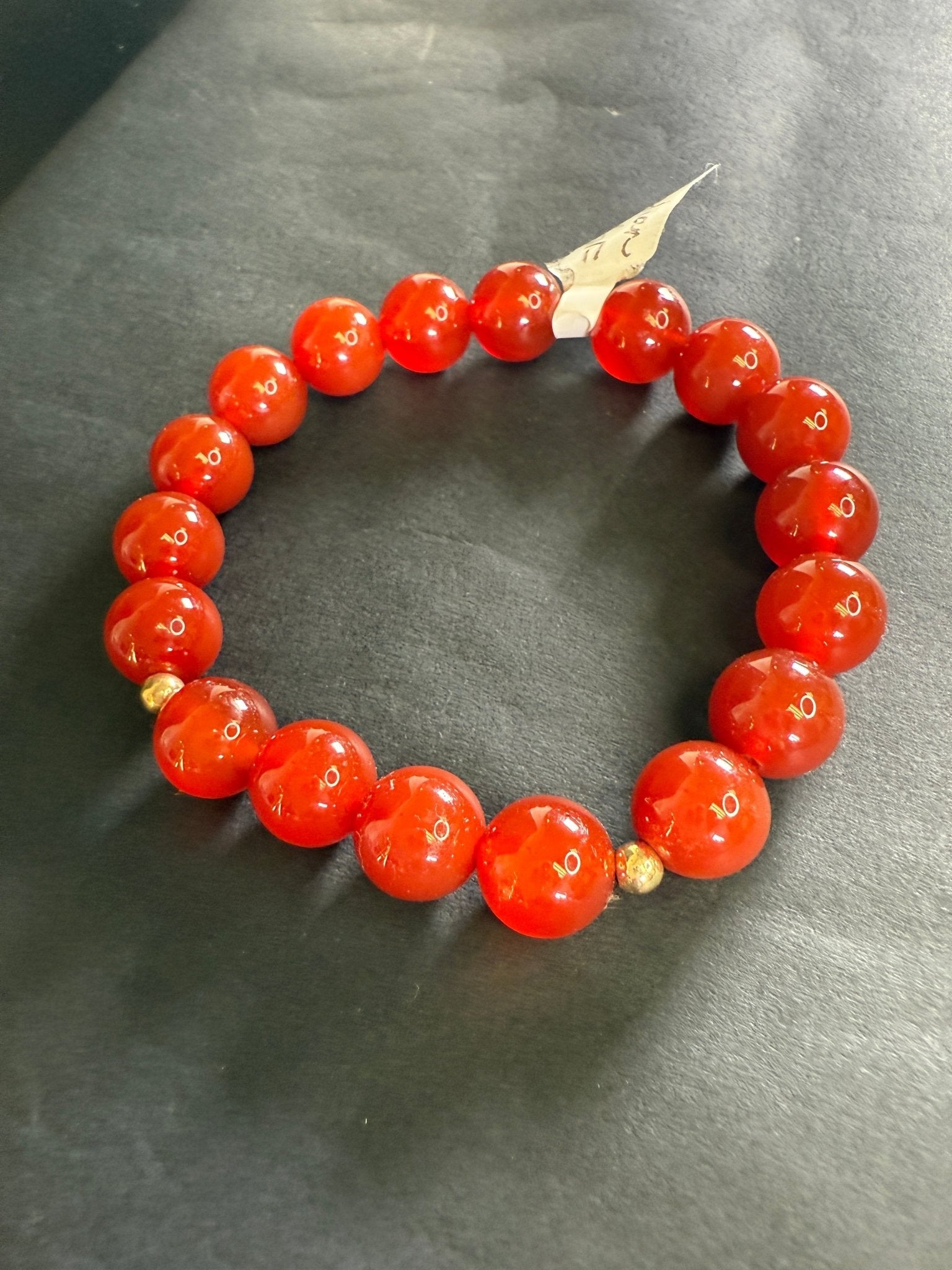 Handmade Carnelian Bracelet with 14k GF spacers - silverfoxgoods