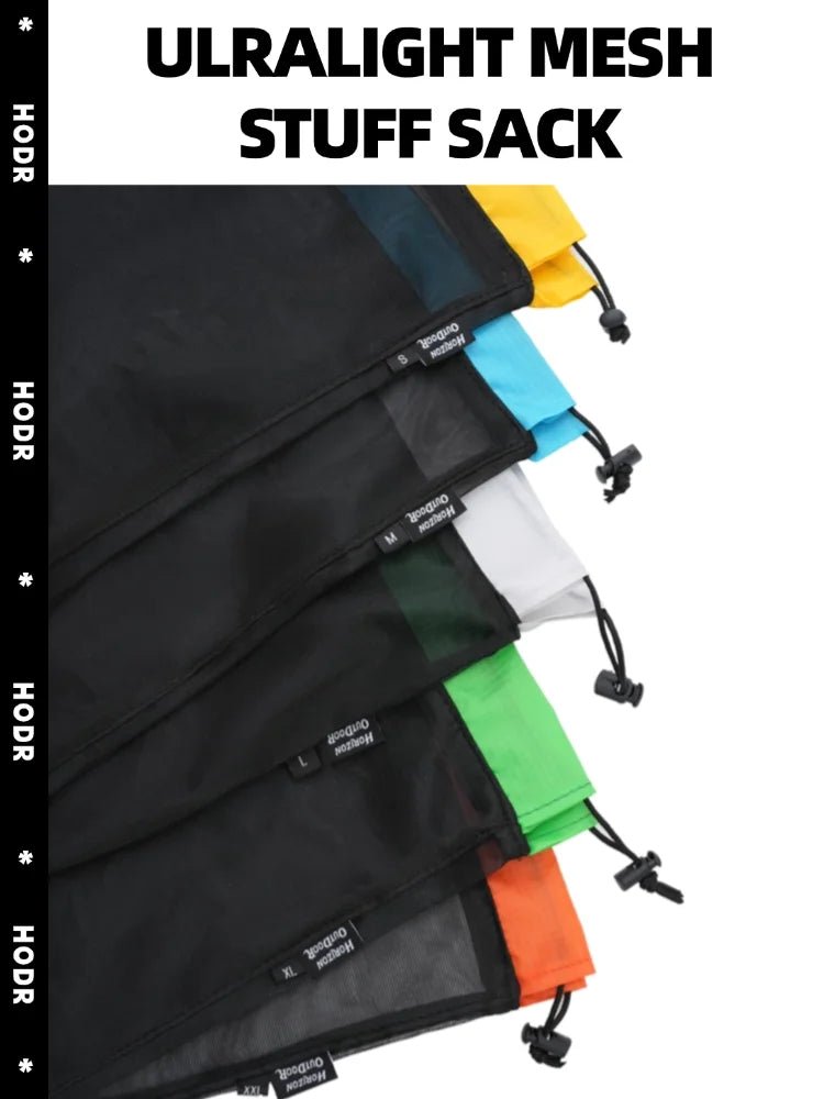 [HODR] Mesh Bags Lightweight Mesh Stuff Sack Drawstring Storage Bags Compression Pouches for Camping, Hiking, Laundry & Grocery - silverfoxgoods