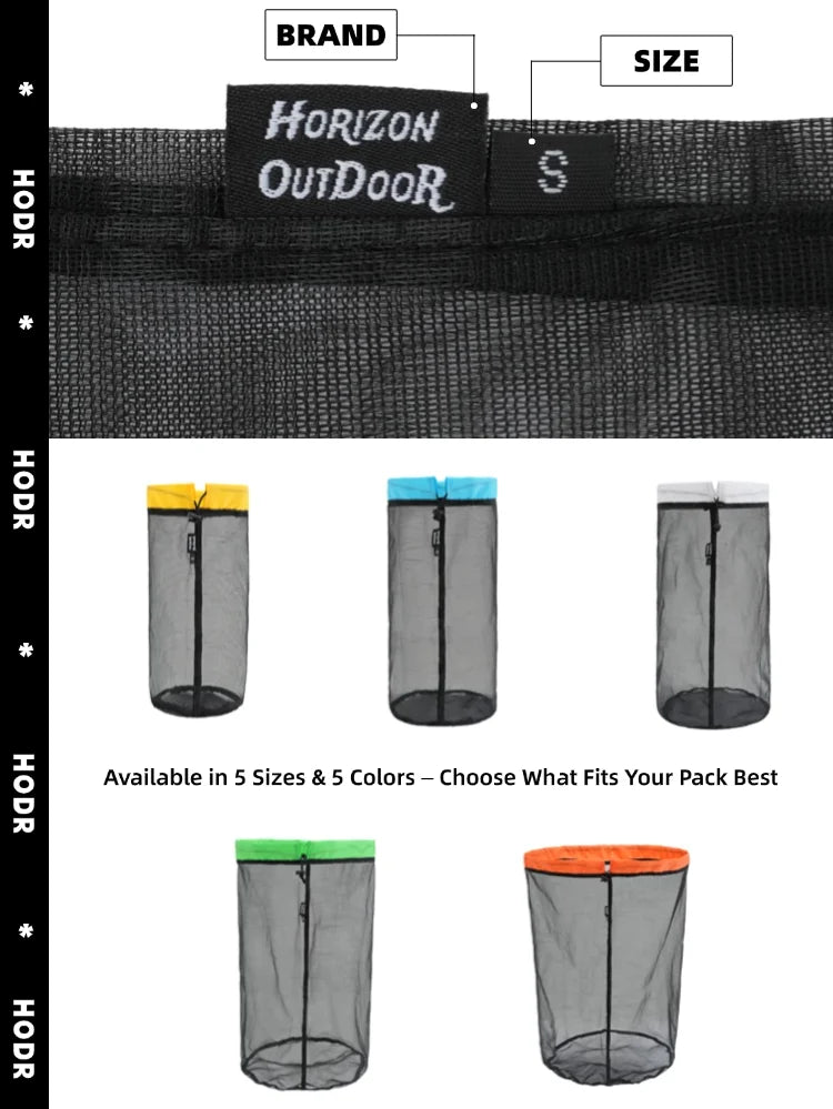 [HODR] Mesh Bags Lightweight Mesh Stuff Sack Drawstring Storage Bags Compression Pouches for Camping, Hiking, Laundry & Grocery - silverfoxgoods