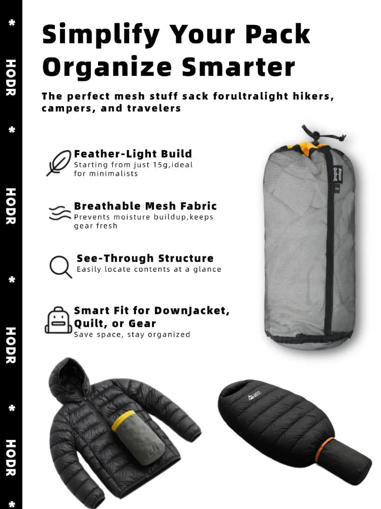 [HODR] Mesh Bags Lightweight Mesh Stuff Sack Drawstring Storage Bags Compression Pouches for Camping, Hiking, Laundry & Grocery - silverfoxgoods