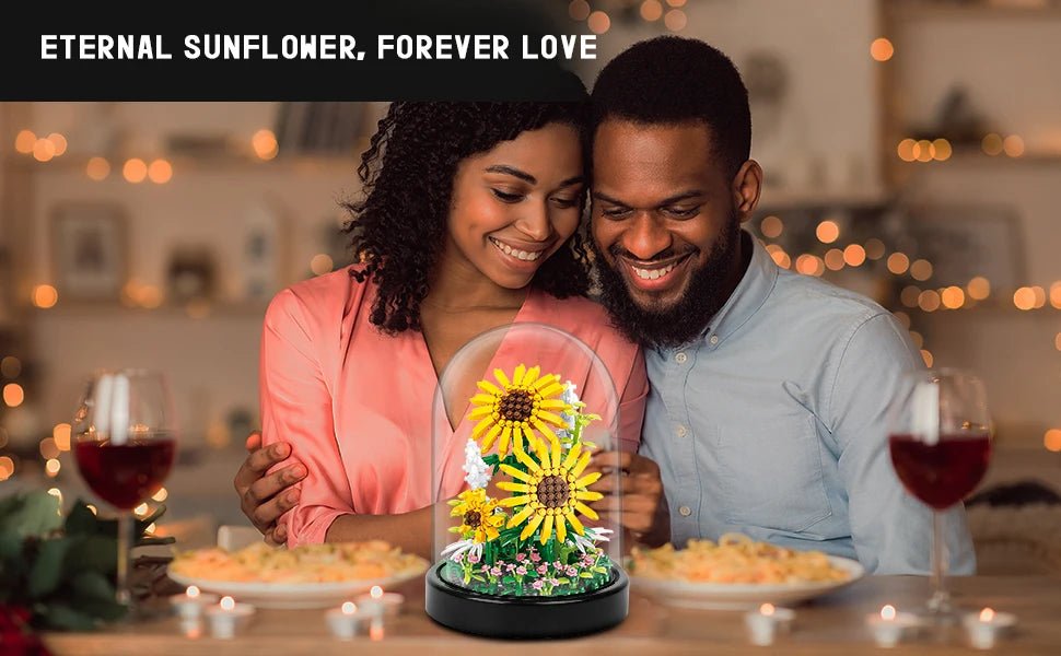 LED Flower Bouquet Building Kit - Red Roses Botanical Blocks for Valentines Gift - silverfoxgoods