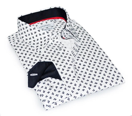 Jerry S Button - Up Shirt With Contrast Details // White+Black // Contemporary Fit (Regular) - final sale - silverfoxgoods