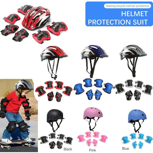 Kids Bike Helmet Knee Elbow Wrist Pads Helmet with Protective Gear Set for Bicycle Cycling Skateboard Scooter Skating Sports - silverfoxgoods