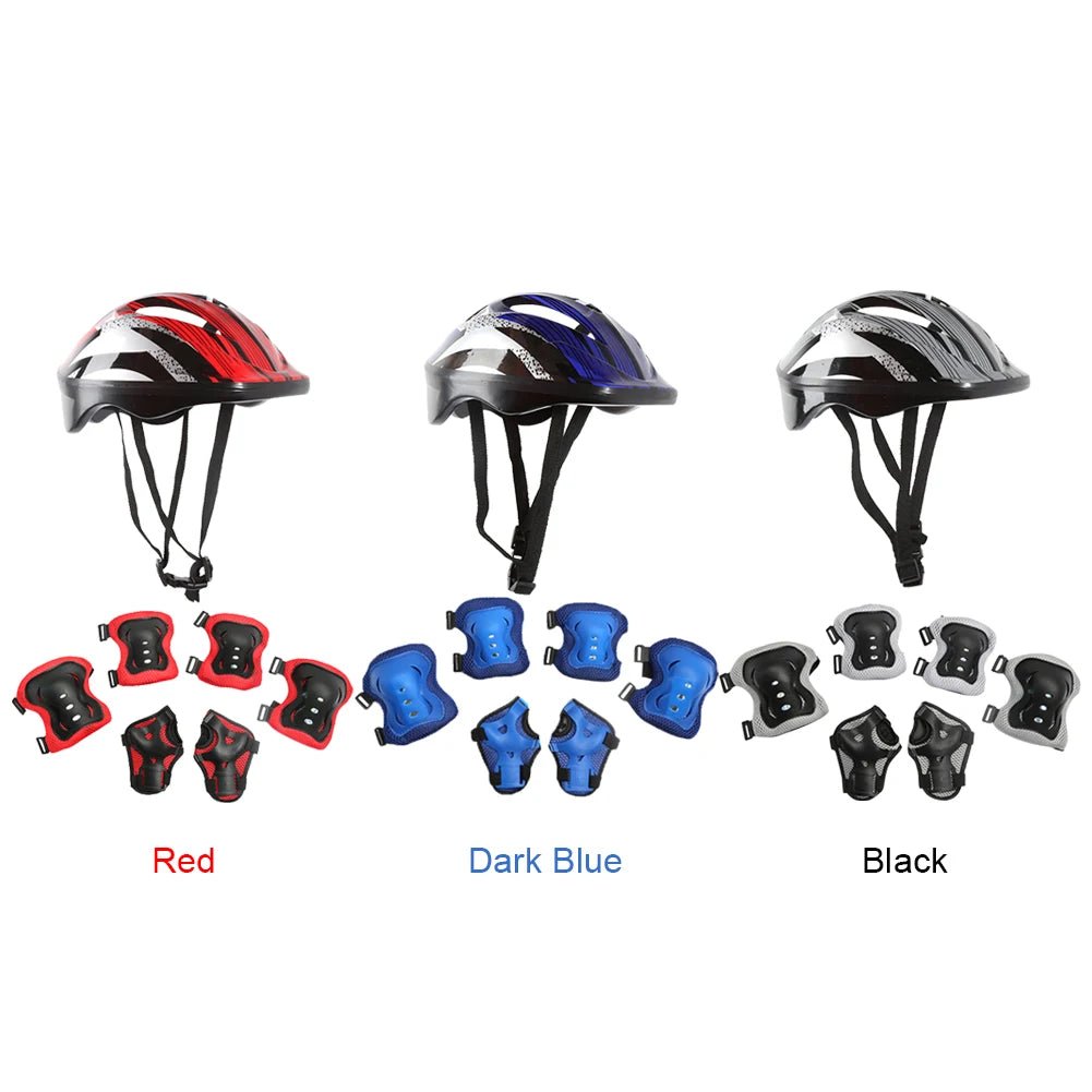 Kids Bike Helmet Knee Elbow Wrist Pads Helmet with Protective Gear Set for Bicycle Cycling Skateboard Scooter Skating Sports - silverfoxgoods