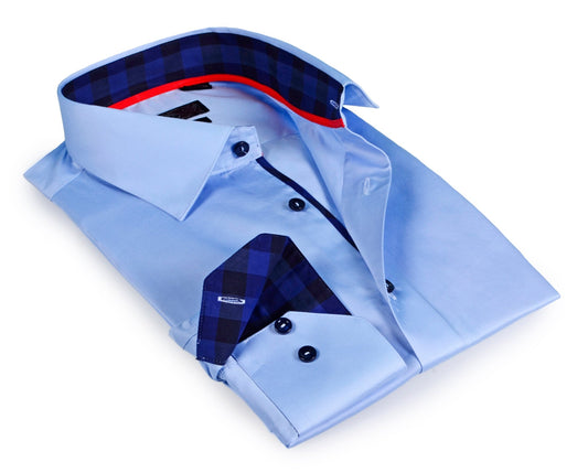 Kids - Boy's long sleeve shirt with contrast details inside the collar, cuff and the placket. - silverfoxgoods