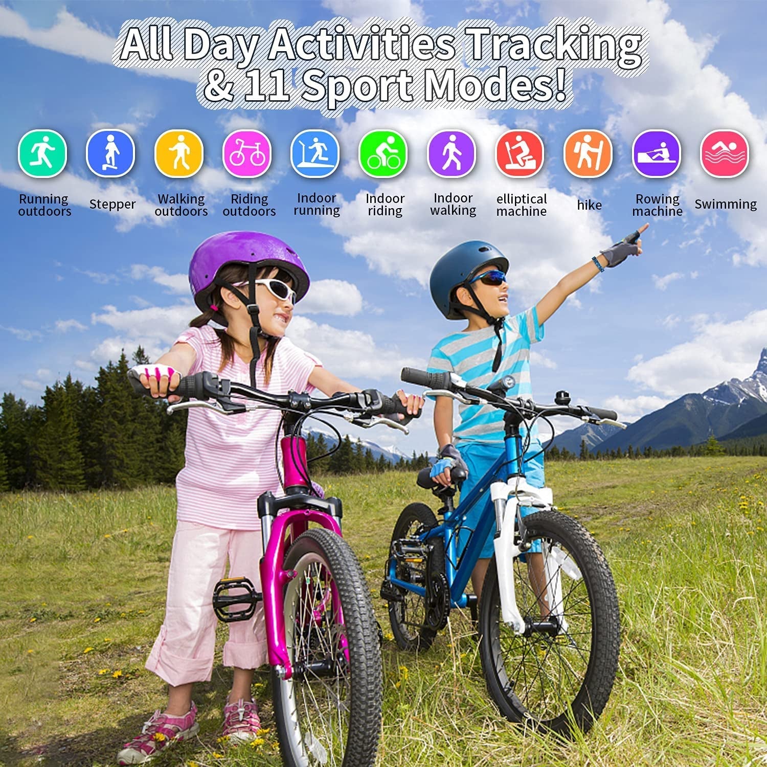 Kids Watch Fitness Tracker, Fitness Watches for Kids, Activity Tracker with Pedometers, Stopwatch, IP68 Waterproof, 11 Sport Modes Smart Watch for Kids Age 6 - 16 Years Old - silverfoxgoods