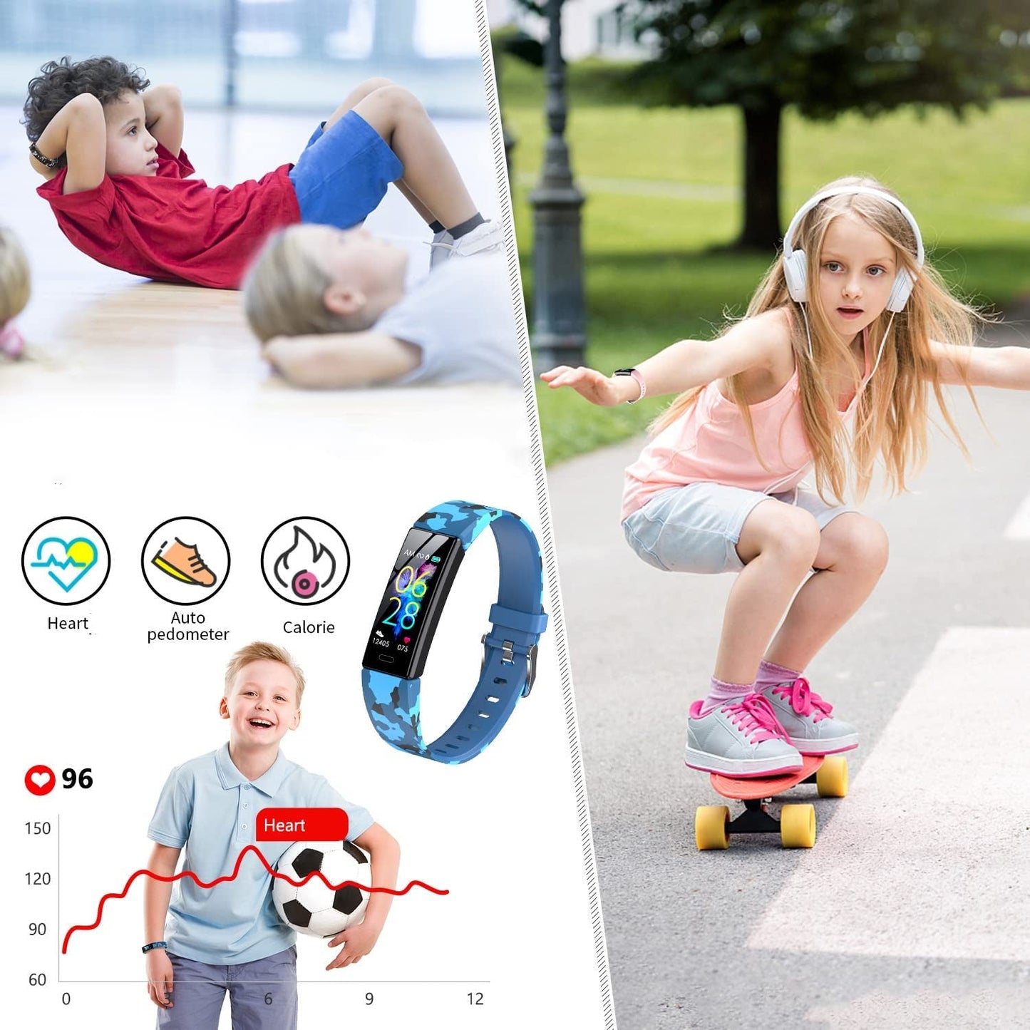 Kids Watch Fitness Tracker, Fitness Watches for Kids, Activity Tracker with Pedometers, Stopwatch, IP68 Waterproof, 11 Sport Modes Smart Watch for Kids Age 6 - 16 Years Old - silverfoxgoods