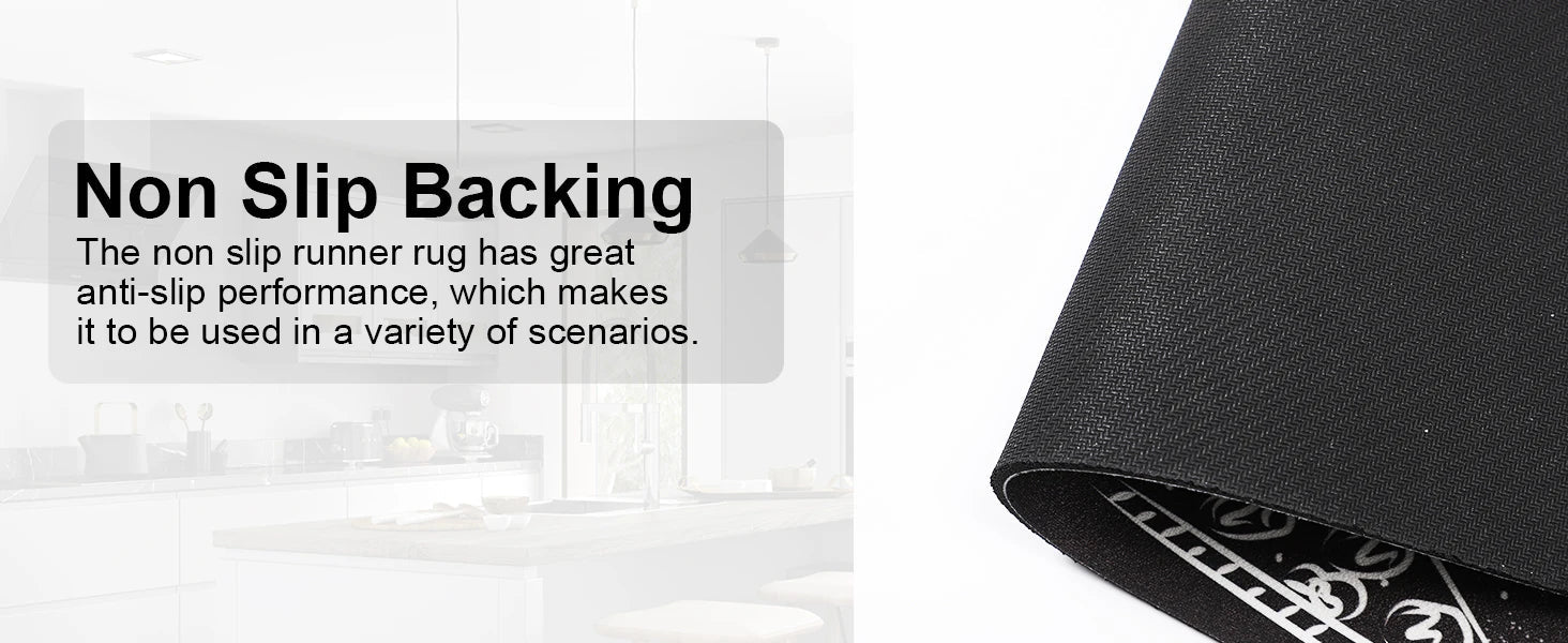 Kitchen Mats for Floor, Non Slip Washable Kitchen Rugs Sets of 3, Black Farmhouse Cushioned Stain Resistant - silverfoxgoods