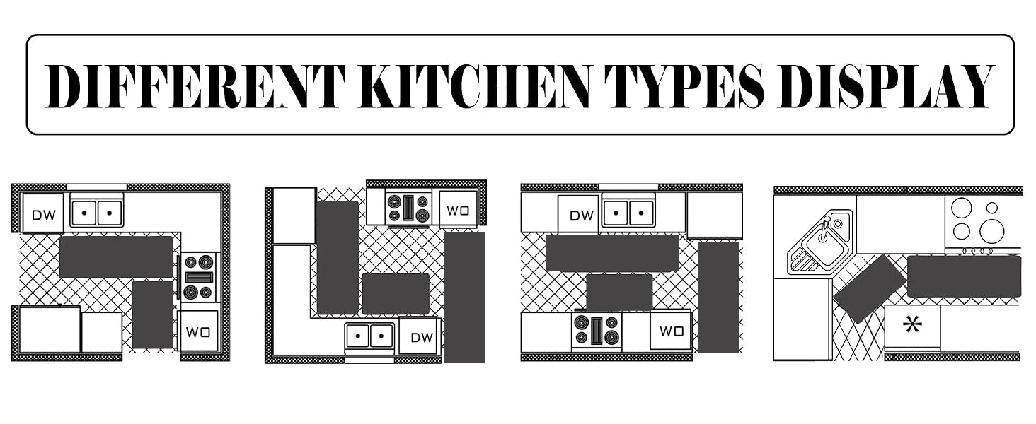 Kitchen Mats for Floor, Non Slip Washable Kitchen Rugs Sets of 3, Black Farmhouse Cushioned Stain Resistant - silverfoxgoods