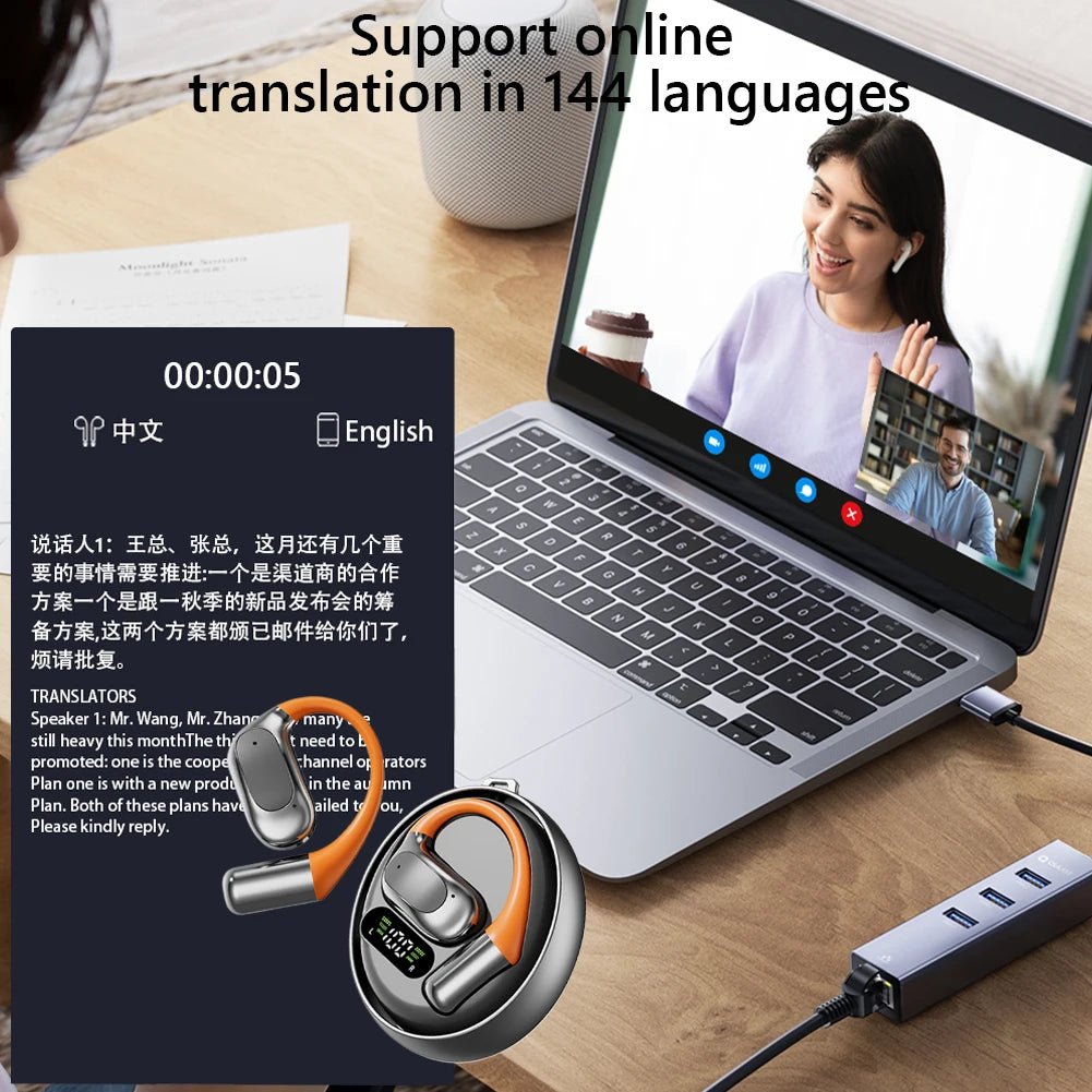 Language Translator Earbuds – 144 Languages AI Translating Headphones for Travel & Learning - silverfoxgoods