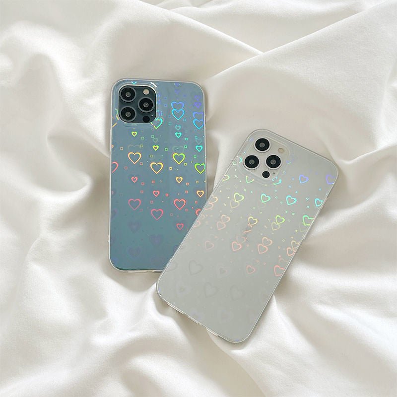 Laser Colorful Love For Double - sided Coated Silicone Phone Case - silverfoxgoods