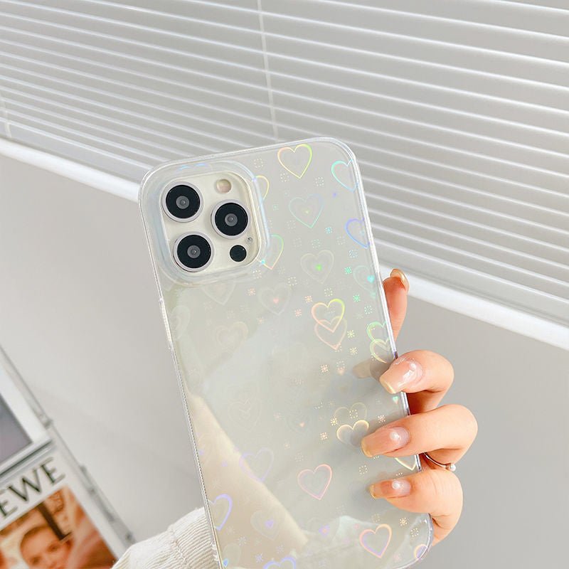 Laser Colorful Love For Double - sided Coated Silicone Phone Case - silverfoxgoods