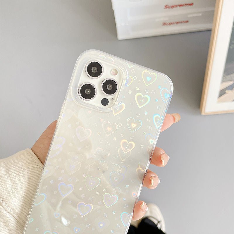 Laser Colorful Love For Double - sided Coated Silicone Phone Case - silverfoxgoods